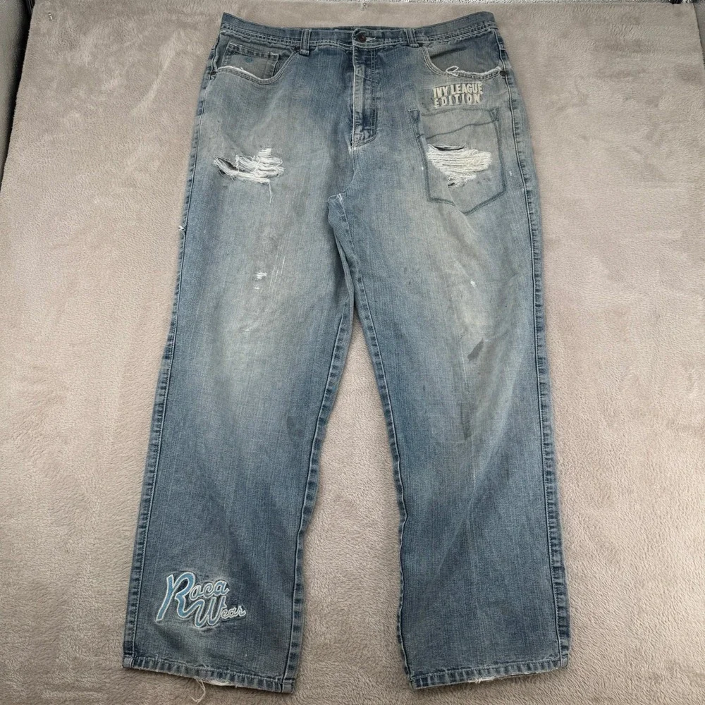 Vintage Y2K Rocawear Ivy League Edition Jeans‎ Mens 40x33 Blue Denim Distressed